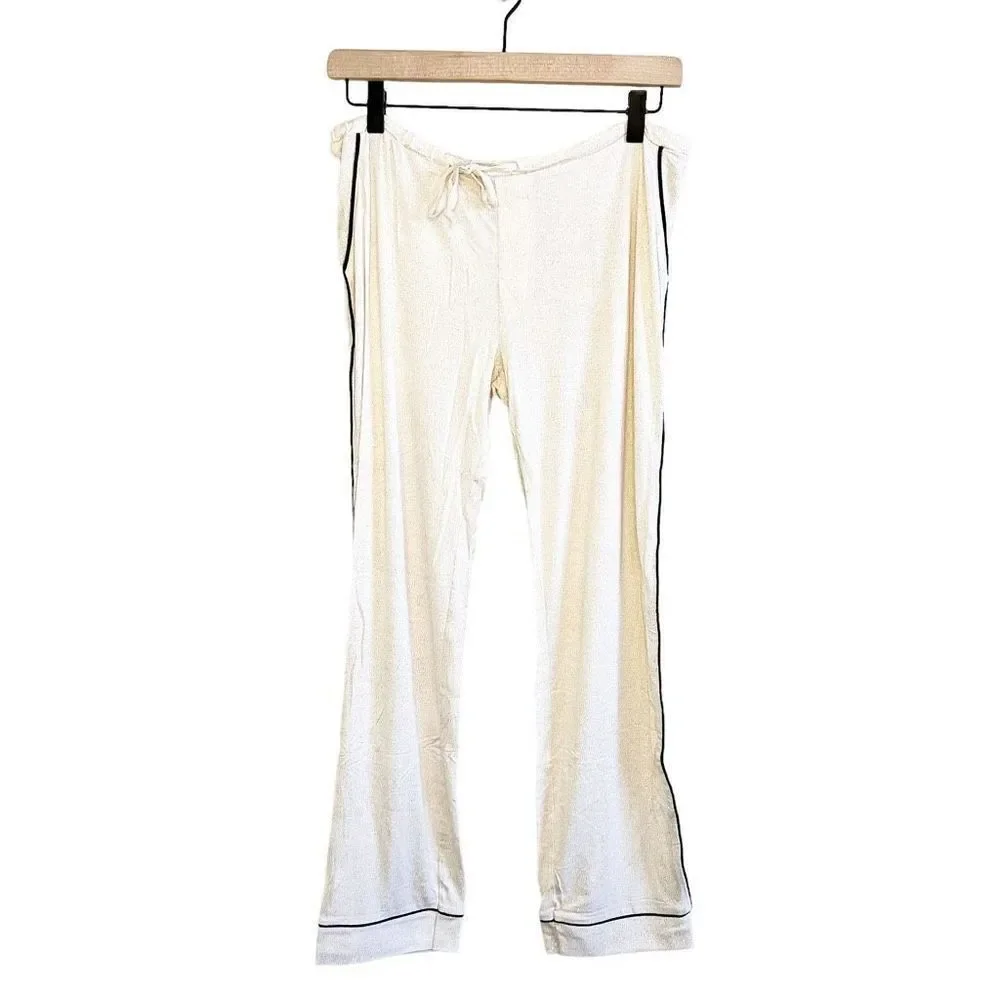 Chaser Lounge‎ Pants Cream Size Medium Gold Glitter Polka Dot Pajama Bottoms